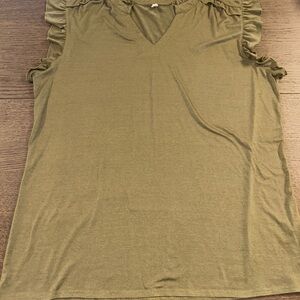 Plus Size 4X Tops for Women V Neck Ruffle Sleeve Blouse Green Tunic Vepeabak